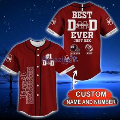 NCAA Mississippi State Bulldogs Custom Name Number Best Dad Ever Baseball Jersey