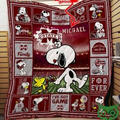 NCAA Mississippi State Bulldogs Custom Name Snoopy Quilt Blanket