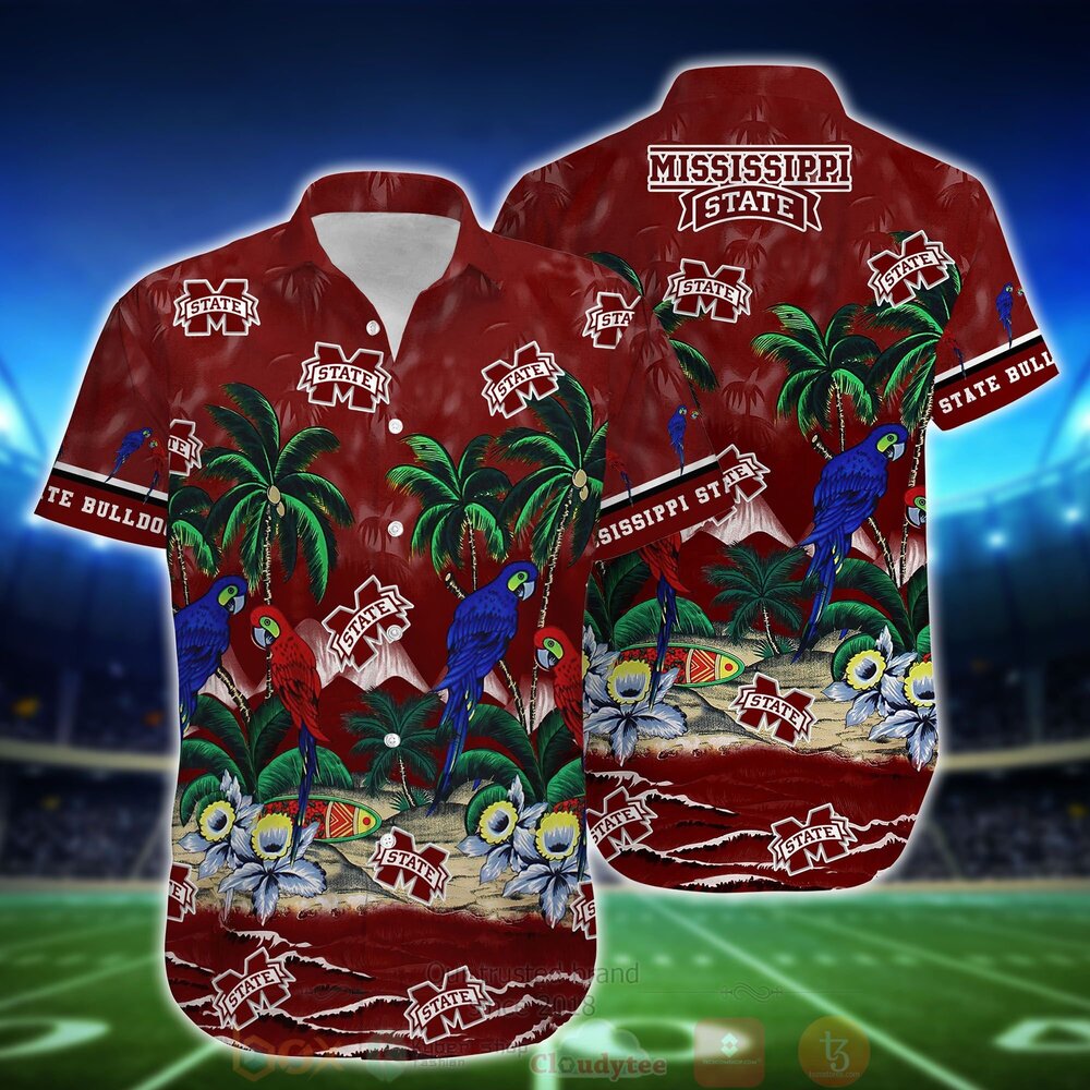 NCAA Mississippi State Bulldogs Tropical Sea And Parrots Hawaiian Shirt