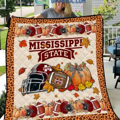 NCAA Mississippi State Bulldogs Welcome Fall Pumpkin Quilt Blanket