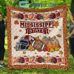 Alternative view of NCAA Mississippi State Bulldogs Welcome Fall Pumpkin Quilt Blanket
