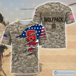 NCAA NC State Wolfpack Custom Name Flag And Camo Pattern T-Shirt