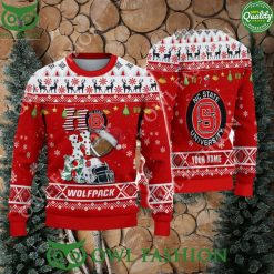NCAA NC State Wolfpack Custom Name HO HO HO Ugly Christmas Sweater