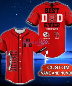 NCAA NC State Wolfpack Custom Name Number Best Dad Ever Baseball Jersey