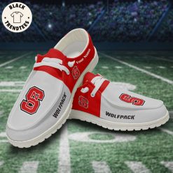 NCAA NC State Wolfpack Custom Name White Red Hey Dude Shoes