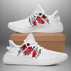 NCAA NC State Wolfpack White Scratch Logo Yeezy Boost Sneakers