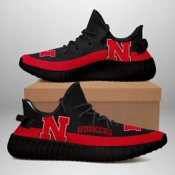 NCAA Nebraska Cornhuskers Black Red Yeezy Boost Sneakers