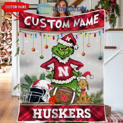 NCAA Nebraska Cornhuskers Grinc Christmas Light Quilt Blanket
