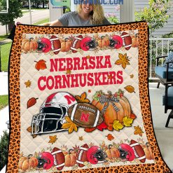 NCAA Nebraska Cornhuskers Welcome Fall Pumpkin Quilt Blanket
