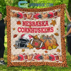 Alternative view of NCAA Nebraska Cornhuskers Welcome Fall Pumpkin Quilt Blanket