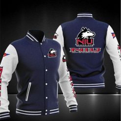 NCAA Northern Illinois Huskies Blue White Baseball Jacket
