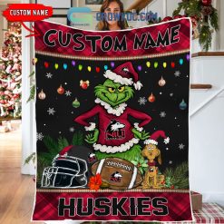 NCAA Northern Illinois Huskies Custom Name Grinch Christmas Fleece Blanket