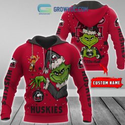 NCAA Northern Illinois Huskies Custom Name Grinch Christmas Pullover Hoodie