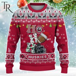 Alternative view of NCAA Northern Illinois Huskies Custom Name HO HO HO Ugly Christmas Sweater