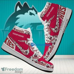Alternative view of NCAA Northern Illinois Huskies Custom Name Red White Air Jordan 1 High Sneakers