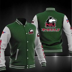 NCAA Northern Illinois Huskies Green Grey Baseball Jacket