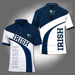 NCAA Notre Dame Fighting Irish Blue White Jersey Polo Shirt