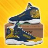 NCAA Notre Dame Fighting Irish Custom Name Blue Gold Air Jordan 13 Shoes