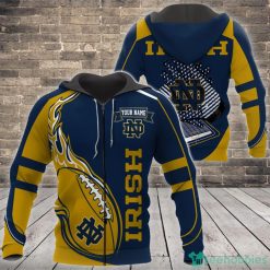 NCAA Notre Dame Fighting Irish Custom Name Fire Ball Zip Up Hoodie