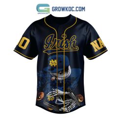 Alternative view of NCAA Notre Dame Fighting Irish Custom Name Number Jack Skellington Baseball Jersey