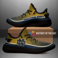 Alternative view of NCAA Notre Dame Fighting Irish Words In Line Logo Yeezy Boost Sneakers
