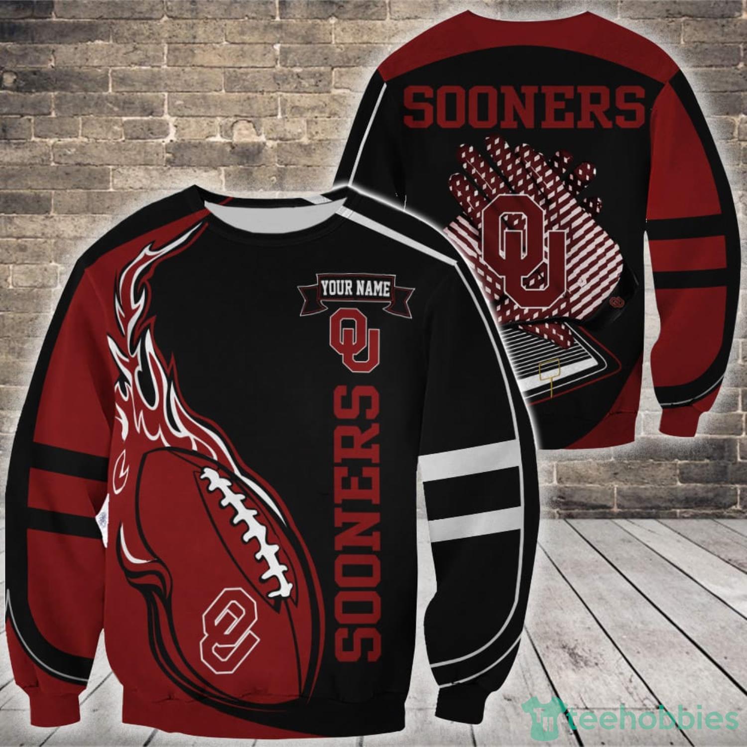 NCAA Oklahoma Sooners Custom Name Fire Ball Sweatshirt