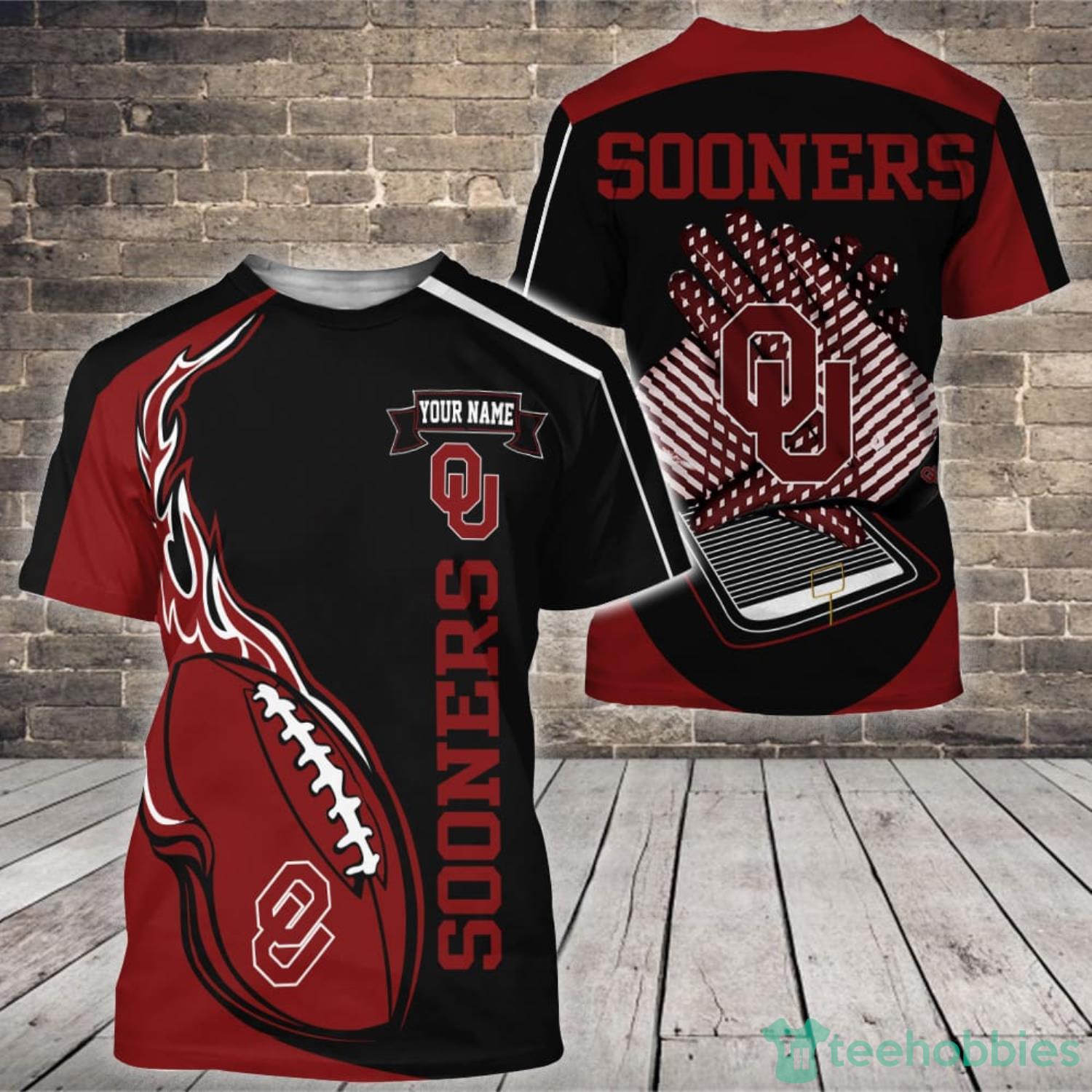 NCAA Oklahoma Sooners Custom Name Fire Ball T-Shirt