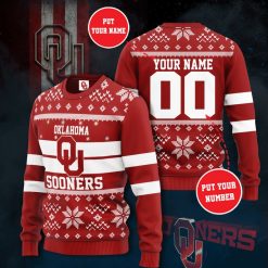 NCAA Oklahoma Sooners Custom Name Number Ugly Christmas Sweater