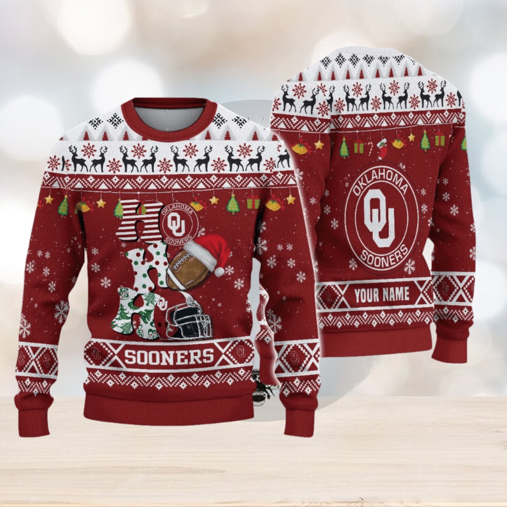 NCAA Oklahoma Sooners HO HO HO Ugly Christmas Sweater