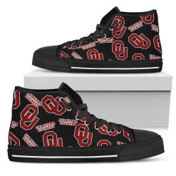 Alternative view of NCAA Oklahoma Sooners Script Logo Pattern High Top Shoes