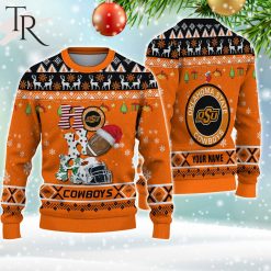 NCAA Oklahoma State Cowboys Custom Name HO HO HO Ugly Christmas Sweater