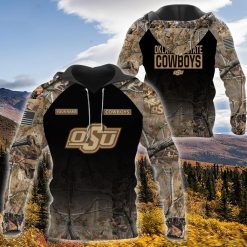 NCAA Oklahoma State Cowboys Custom Name Hunting Camo Style Pullover Hoodie