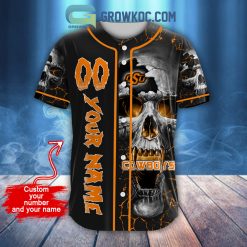 Alternative view of NCAA Oklahoma State Cowboys Custom Name Number Skull Design Baseball Jersey
