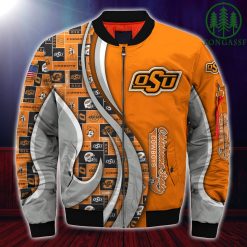 Alternative view of NCAA Oklahoma State Cowboys Custom Number New Design Bomber Jacket
