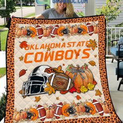 NCAA Oklahoma State Cowboys Welcome Fall Pumpkin Quilt Blanket