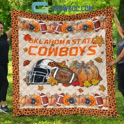 Alternative view of NCAA Oklahoma State Cowboys Welcome Fall Pumpkin Quilt Blanket