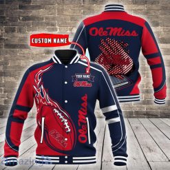 NCAA Ole Miss Rebels Custom Name Fire Ball Baseball Jacket
