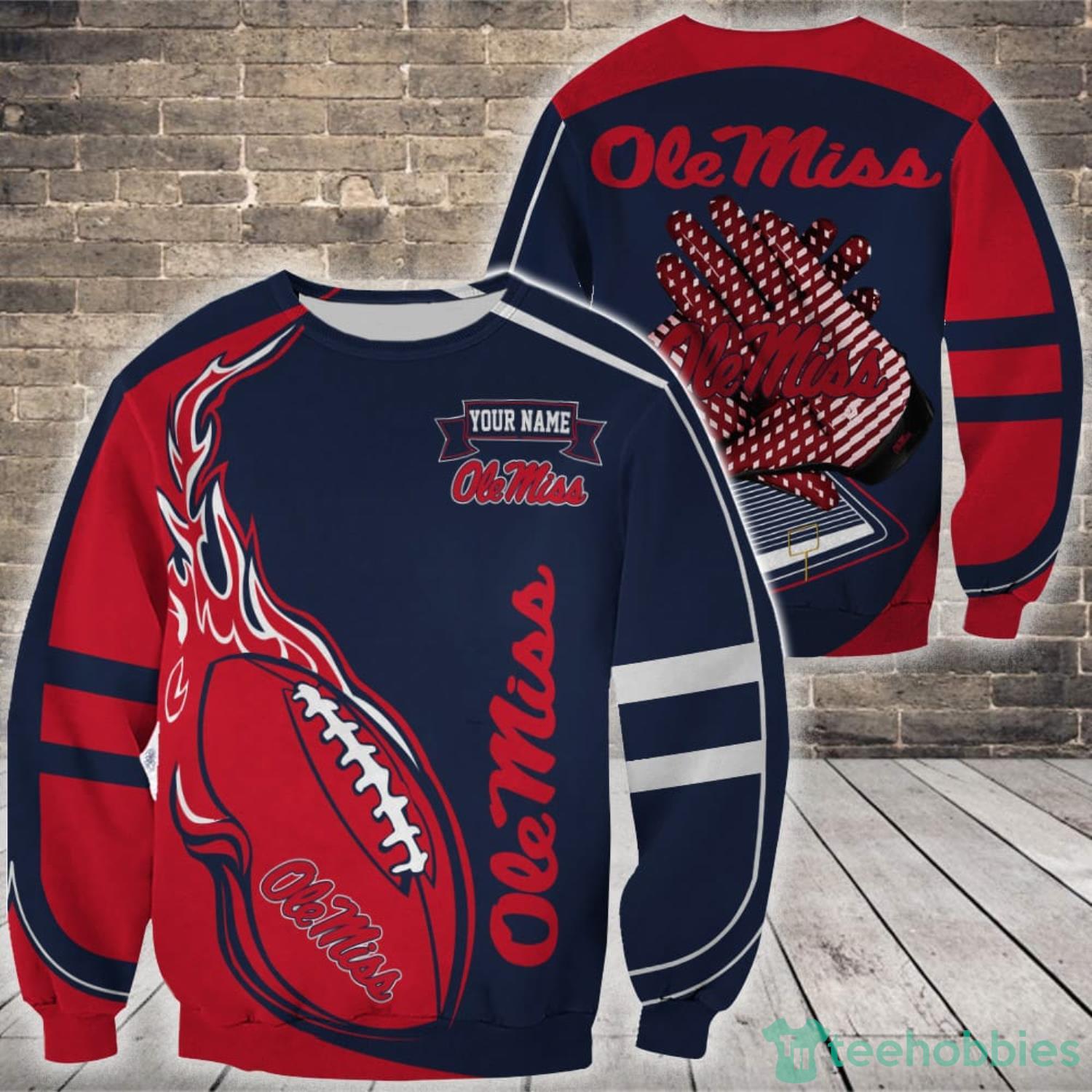 NCAA Ole Miss Rebels Custom Name Fire Ball Sweatshirt