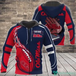 NCAA Ole Miss Rebels Custom Name Fire Ball Zip Up Hoodie