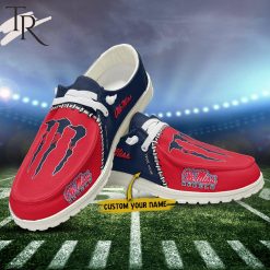 NCAA Ole Miss Rebels Custom Name Monster Paws Hey Dude Shoes