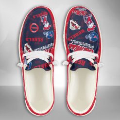 NCAA Ole Miss Rebels Custom Name Navy Red Hey Dude Shoes