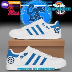 NCAA Ole Miss Rebels Custom Name White Blue Stripes Stan Smith Shoes