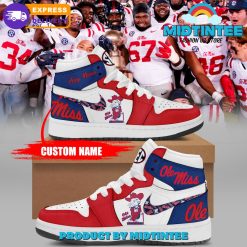 NCAA Ole Miss Rebels Custom Name White Red Air Jordan 1 High Sneakers