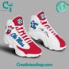 NCAA Ole Miss Rebels Custom Name White Red Air Jordan 13 Shoes