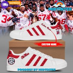 NCAA Ole Miss Rebels Custom Name White Red Stripes Stan Smith Shoes