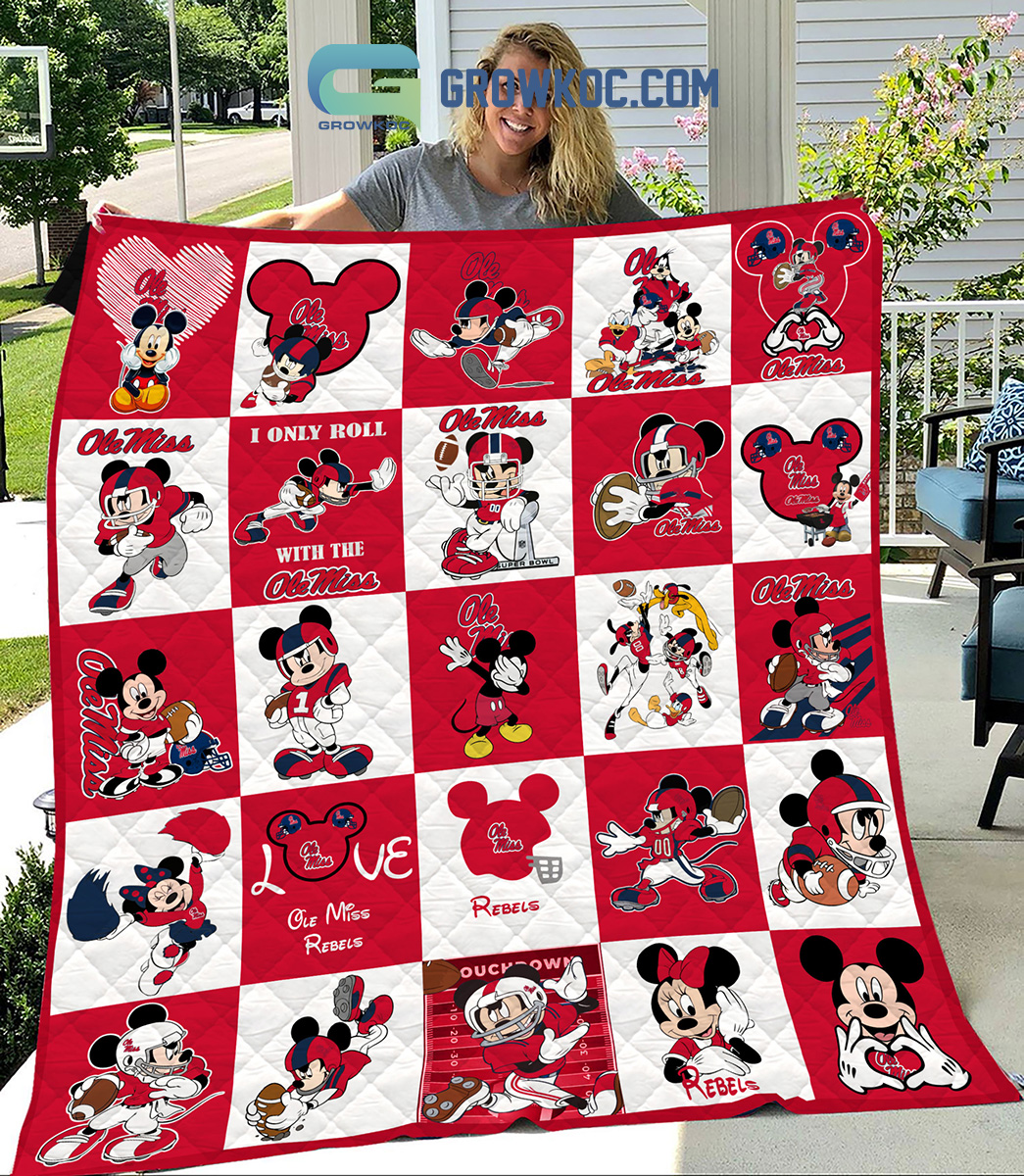 NCAA Ole Miss Rebels Mickey Disney Quilt Blanket