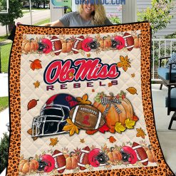 NCAA Ole Miss Rebels Welcome Fall Pumpkin Quilt Blanket