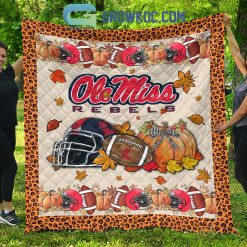 Alternative view of NCAA Ole Miss Rebels Welcome Fall Pumpkin Quilt Blanket