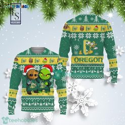 NCAA Oregon Ducks Baby Groot And Grinch Sweater