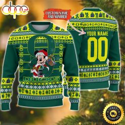 NCAA Oregon Ducks Custom Name Number Mickey Ugly Christmas Sweater
